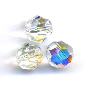 Round Beads 8mm Crystal AB (5 Per Pack)