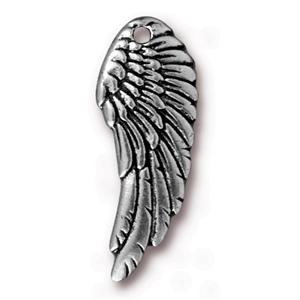 Angel Wing Drop Charm 28mm Silver Plated (1 piece)
