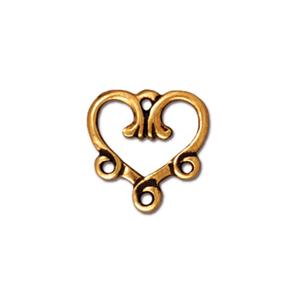 Heart 3 to 1 Connector Link 13x13mm Gold Coated (1 per pack)