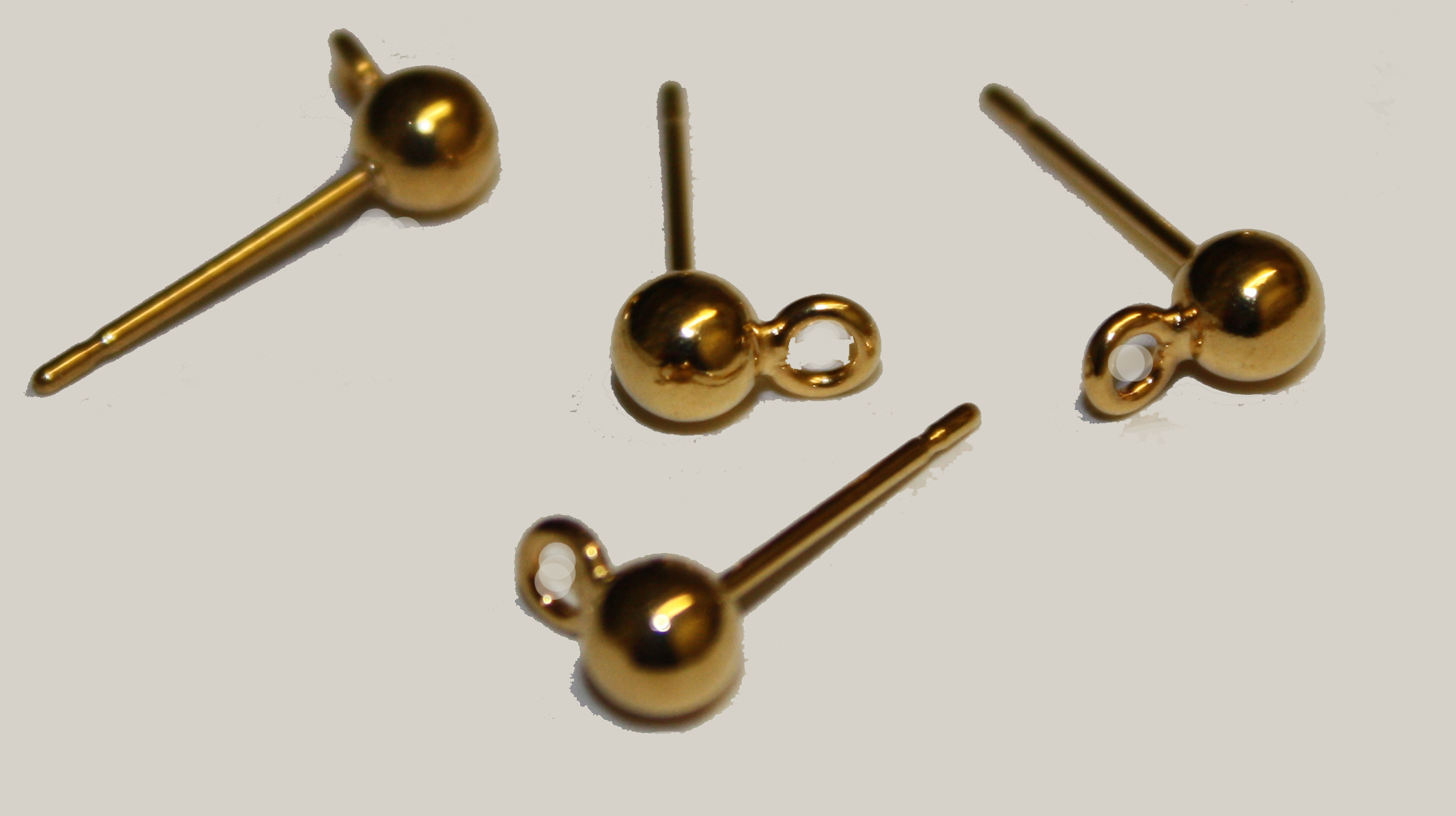 Ball and Loop Earring Finding Gold Plated (6 Per Pack)