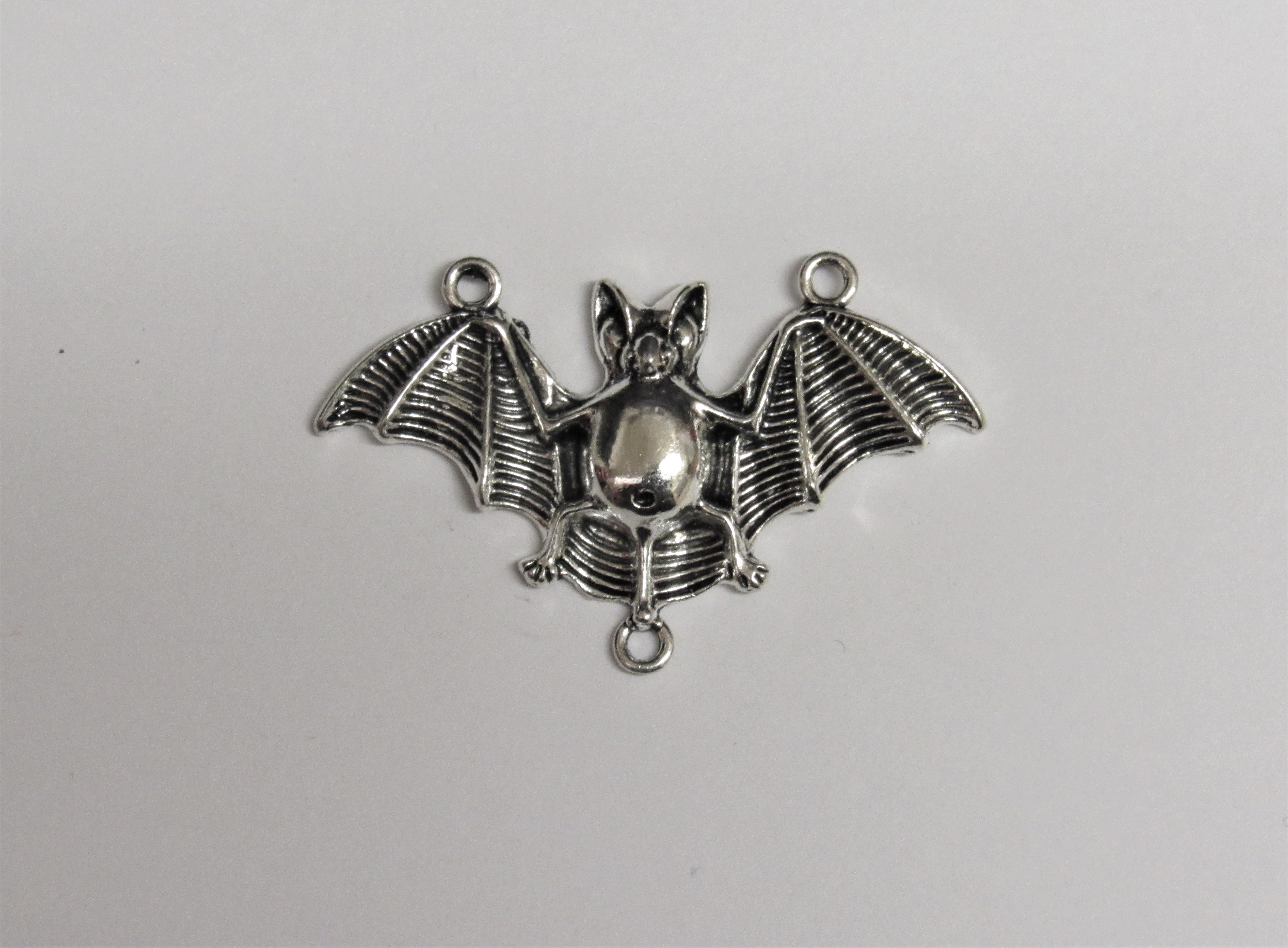 Bat Charm Large 48mm Silver Plated (1 piece)