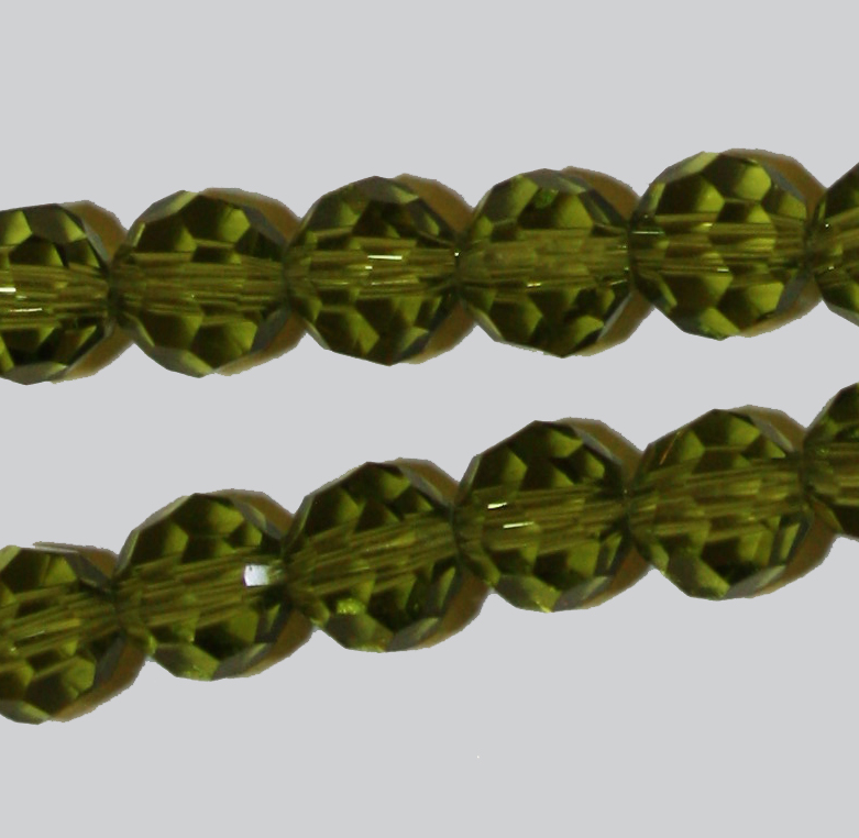 Faceted Glass Round Green 6mm