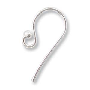 Earring Hooks with Bead Loop 18mm Sterling Silver (1 pair)